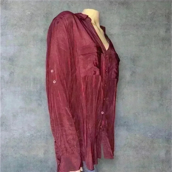 NWT New York & Company silk business casual long sleeve button down top XXL - Picture 3 of 7